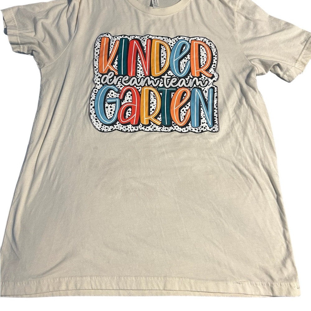 Bella Canvas large  T-Shirt - Cream with Colorful Graphic